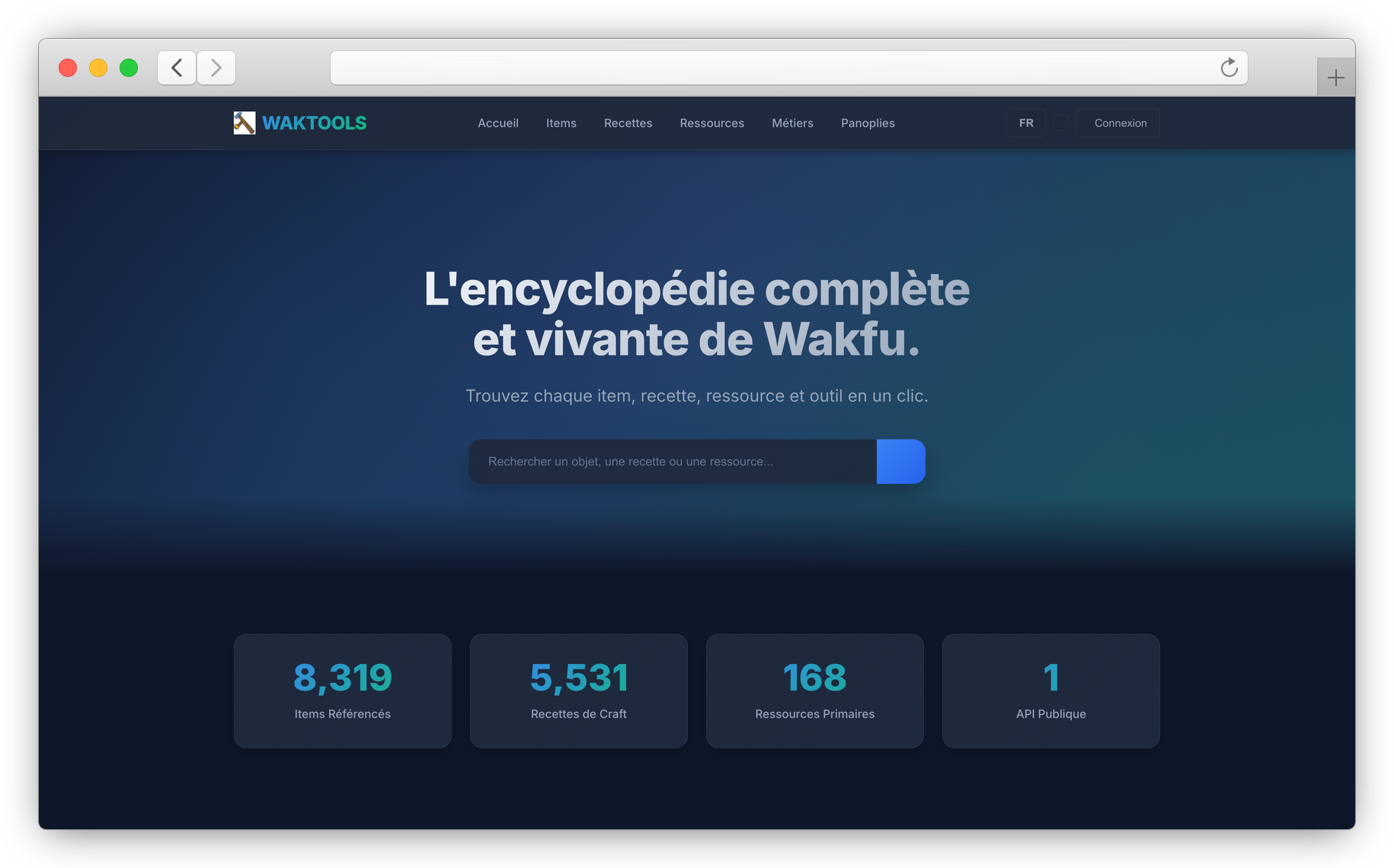 Capture d'écran du site WakTools